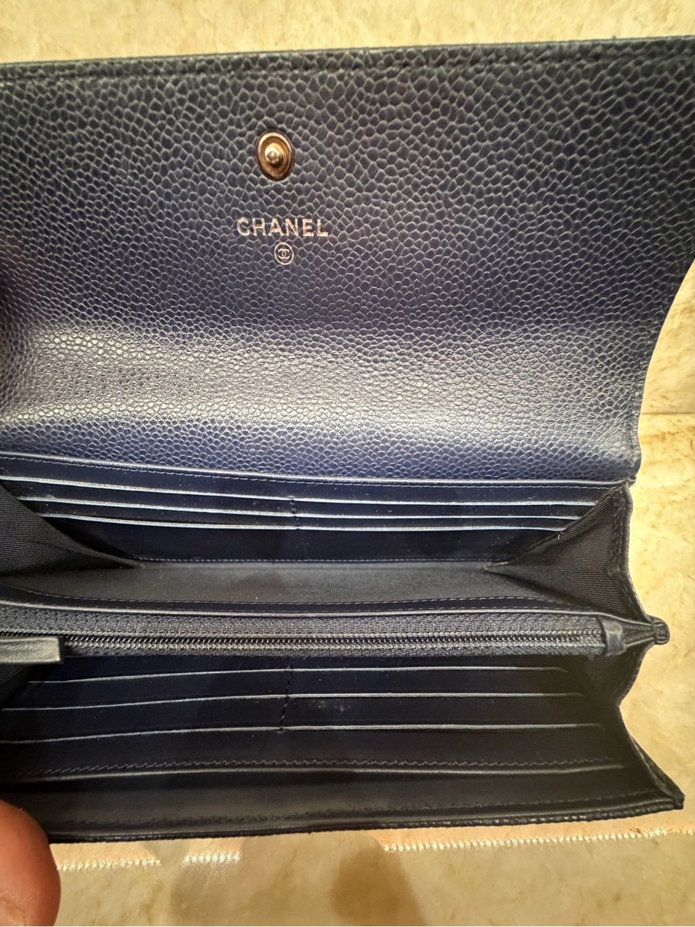 CHANEL Navy Quilted Caviar Leather Clutch with Silver Cc - Picture 8 of 11